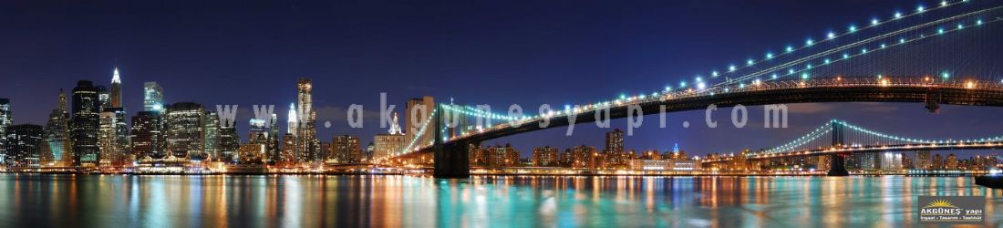 New-York-Manhattan-Brooklyn-Köprüsü-Gece-Görünümü-Panoramic-Görsel-3D-Üç-Boyutlu-Mutfak-Tezgah-Arası-Cam