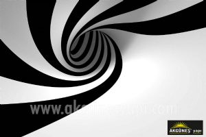 Beyaz-Zemin-Siyah-Çizgili-Sarmal-Helezon3D-Üç-Boyutlu-Duvar Kağıdı