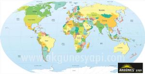 Dünya-Siyasi-Harita-3D-Üç-Boyutlu-Duvar Kağıdı