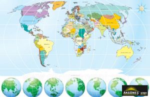 Dünya-Siyasi-Harita-3D-Üç-Boyutlu-Duvar Kağıdı
