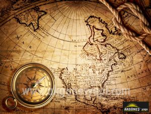 Pusula-Kanada-Yönünde-Dünya-Haritası-3D-Üç-Boyutlu-Duvar Kağıdı