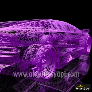 Mor-Led-Işıklı-3d-Araba-3D-Üç-Boyutlu-Duvar Kağıdı