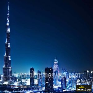 Dubai-Burj Kulesi-Gece Görüntüsü-3D-Üç-Boyutlu-Duvar Kağıdı