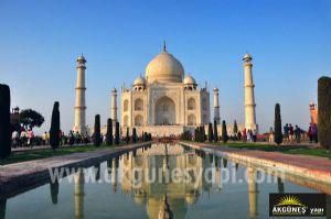 Hindistan Agra City-Taç Mahal Cami-3D-Üç-Boyutlu-Duvar Kağıdı