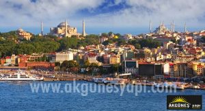 İstanbul Galata Kulesinden-Ayasofya-Sultan Ahmet Camisi-3D-Üç-Boyutlu-Duvar Kağıdı