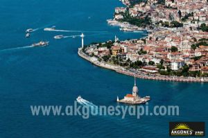 İstanbul Kız Kulesi-Tepeden Bakış-3D-Üç-Boyutlu-Duvar Kağıdı