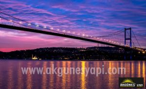 İstanbul-Boğaziçi Köprüsü-Gün batımı-Görüntüsü-3D-Üç-Boyutlu-Duvar Kağıdı
