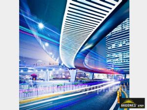 Shanghai Çin'de-Megaşehir Işıklı Yolu-3D-Üç-Boyutlu-Duvar Kağıdı